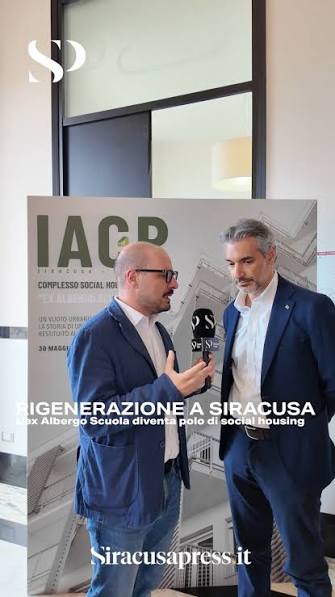 Luca Cannata intervistato sul tema della rigenerazione e del social housing a Siracusa. Immagine fornita per il dossier; il progetto citato nell’immagine riguarda l’ex Albergo Scuola.