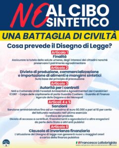 In Italia niente cibi sintetici!